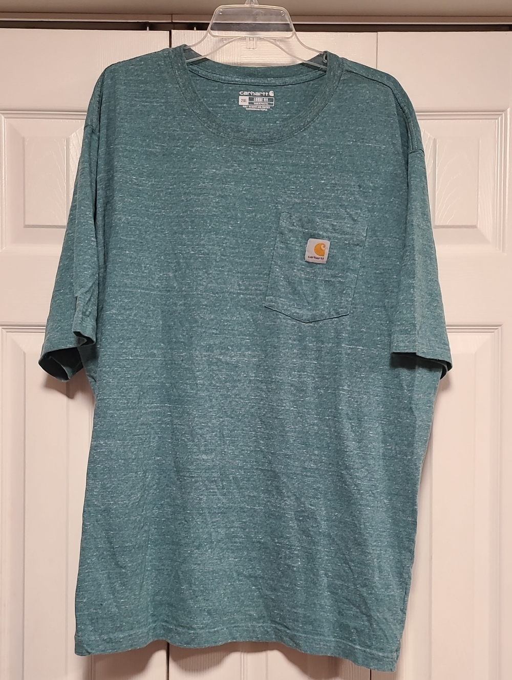 Carhartt Men's Heather Teal Short-Sleeve Pocket Tee Shirt Loose Fit sz 2XL